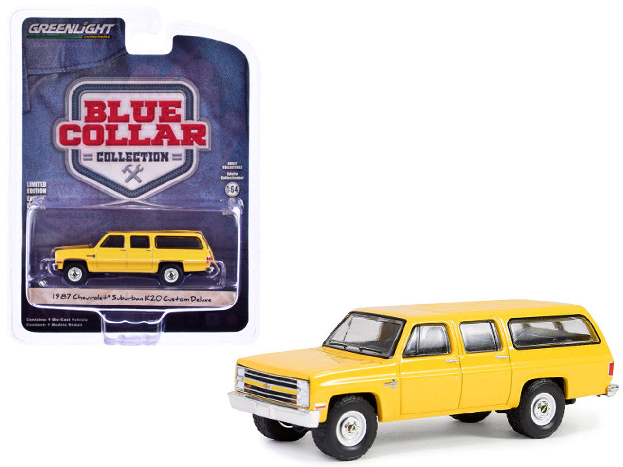 1987 Chevrolet Suburban K20 Custom Deluxe - Blue Collar - Greenlight - Scala 1/64