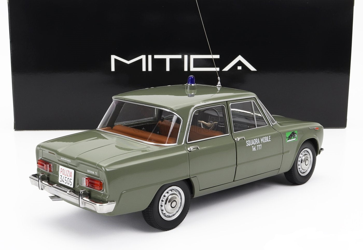 Alfa Romeo Giulia 1600 Ti 1963 Policía del escuadrón volador de Milán - Diecast legendario - Escala 1/18