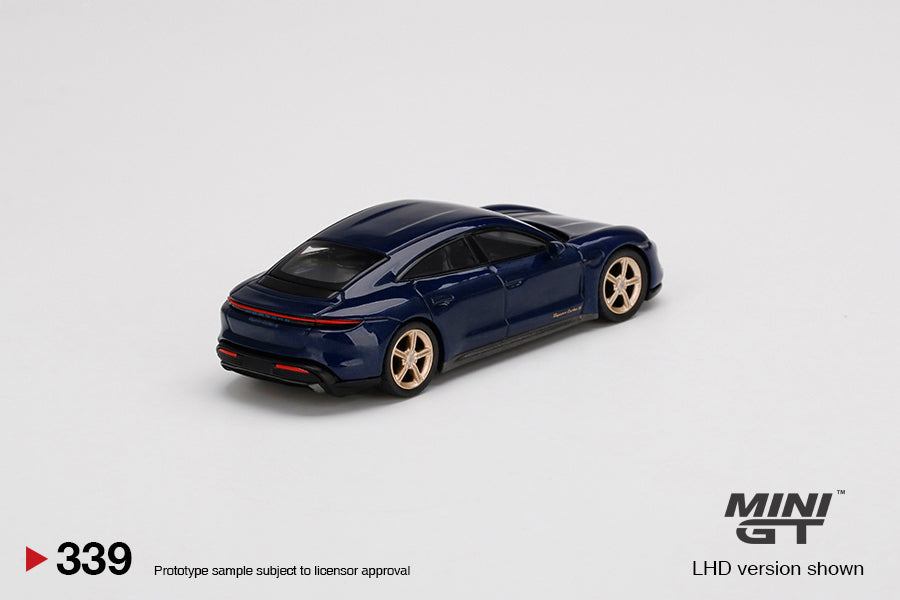 Porsche Taycan Turbo S Azul Genciana Metálico - Mini GT - Escala 1/64