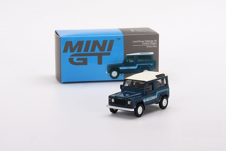 Land Rover Defender 90 County Wagon Stratos Blue LDH - Mini GT - Scala 1/64 MGT00353