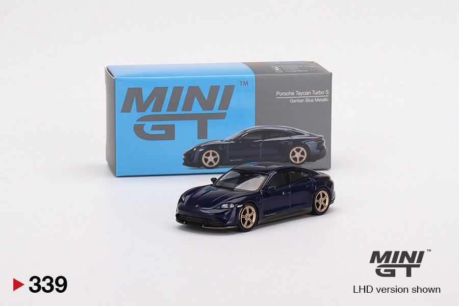 Porsche Taycan Turbo S Azul Genciana Metálico - Mini GT - Escala 1/64