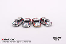 Carica l&#39;immagine nel visualizzatore di Gallery, 4 Cars Set Lancia Delta HF Integrale Evoluzione 1992 Rally MonteCarlo Martini Racing - Mini GT - Scala 1/64
