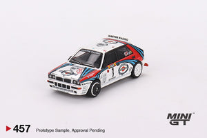 Set de 4 Coches Lancia Delta HF Integrale Evoluzione 1992 Rally MonteCarlo Martini Racing - Mini GT - Escala 1/64