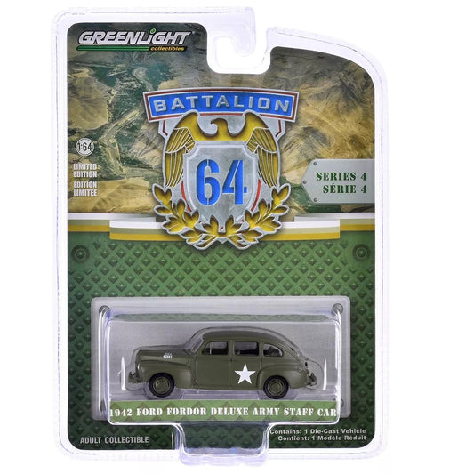 1939 Chevrolet Panel Van Segunda Guerra Mundial del Ejército de EE. UU. - Serie Batallón 64 - Greenlight - Escala 1/64