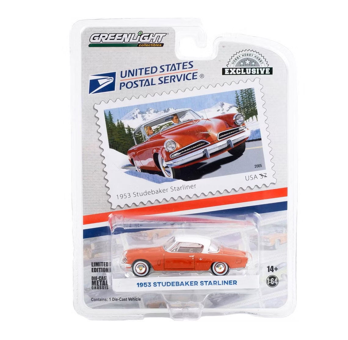 1953 Studebaker Starliner Red USPS Hobby Exclusive - Greenlight - Scala 1/64