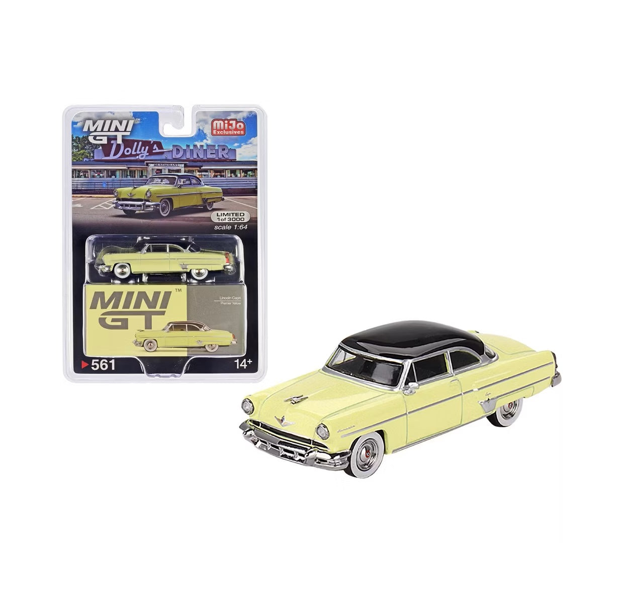 Lincoln Capri 1954 Premier Yellow MiJo Exclusives LHD - Mini GT - Scala 1/64 MGT00561-MJ