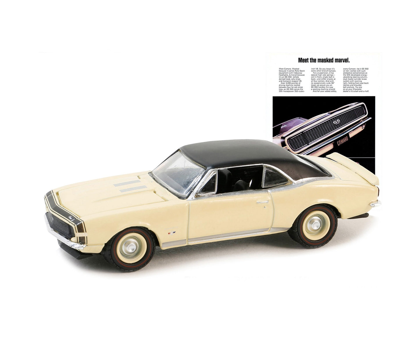 1967 Chevrolet Camaro SS/RS Cream with Black Vinyl Top Vintage AD Cars - Greenlight - Scala 1/64