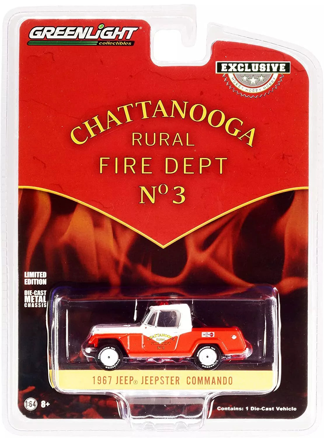 Jeep Jeepster Commando 1967 Chattanooga Rural Fire Dept - Greenlight - Escala 1/64