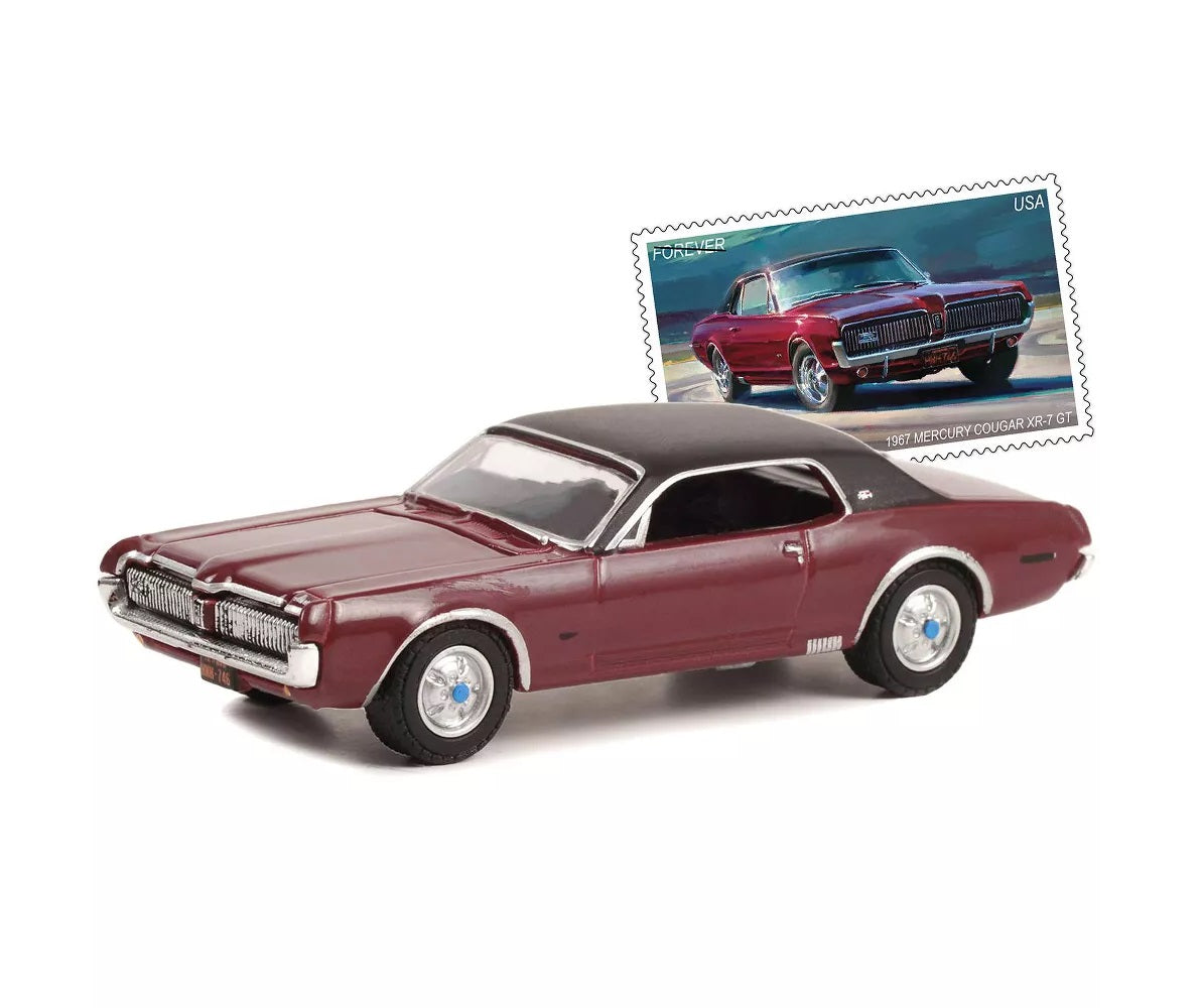 1967 Mercury Cougar XR-7 GT Dark Red with Black Top USPS Hobby Exclusive - Greenlight - Scala 1/64