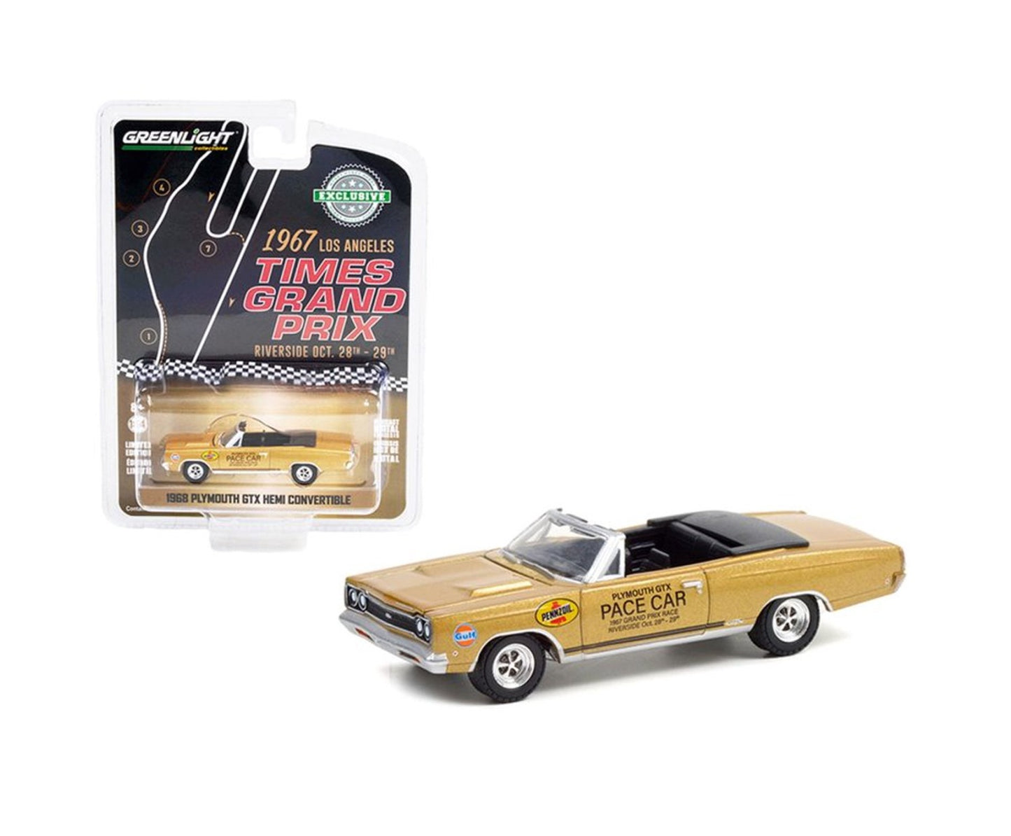 1968 Plymouth GTX HEMI Convertible Pace Car "1967 Los Angeles Times Grand Prix" - Hobby Exclusive - Greenlight - Scala 1/64