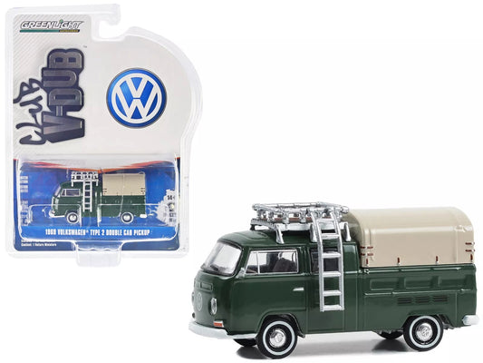 1969 Volkswagen Type 2 Pickup Doble Cabina Verde - Club V-Dub - Greenlight - Escala 1/64