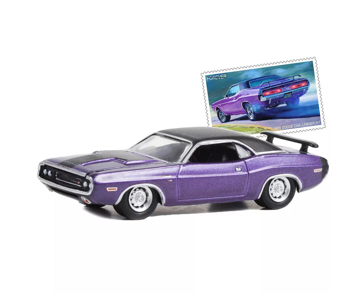 1970 Dodge Challenger R/T Purple Metallic with Matt Black Top USPS Hobby Exclusive - Greenlight - Scala 1/64