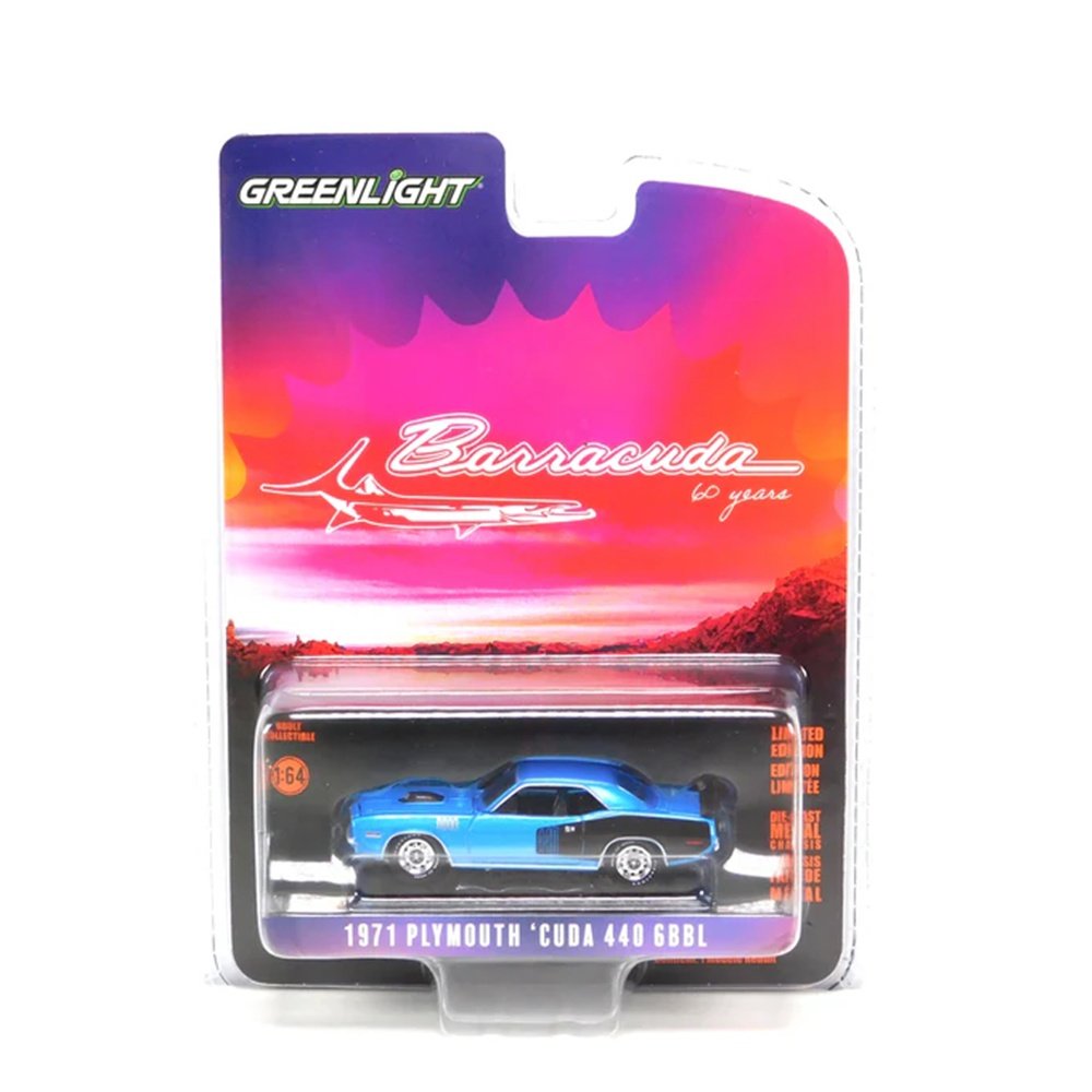 1971 Plymouth 'Cuda 440 6bbl Shaker, B5 Blue 60th Anniversary - Greenlight - Scala 1/64