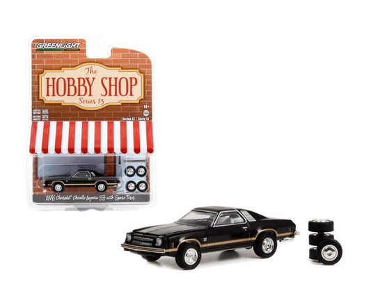 1976 Chevrolet Chevelle Laguna S3 Black with Spare Tires Series Hobby Shop - Greenlight - Scala 1/64