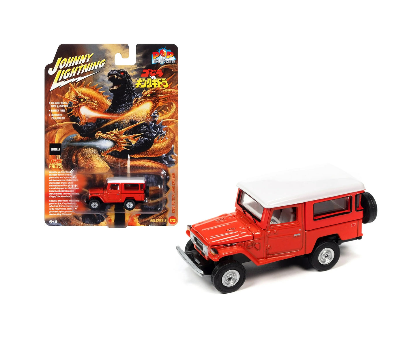 1980 Toyota Land Cruiser Red "Godzilla vs. King Ghidorah" (1991) Movie - Johnny Lightning - Scala 1/64