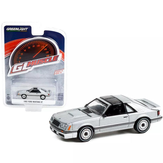 1982 Ford Mustang GT Plata - GL Muscle Series - Greenlight - Escala 1/64