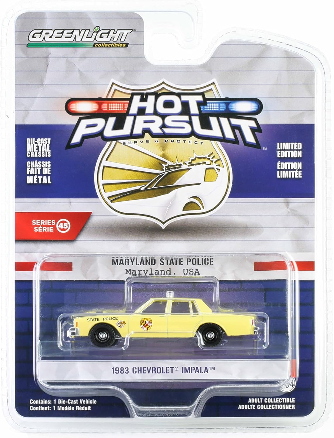 1983 Chevrolet Impala Maryland State Police Hot Pursuit Greenlight - Scala 1/64