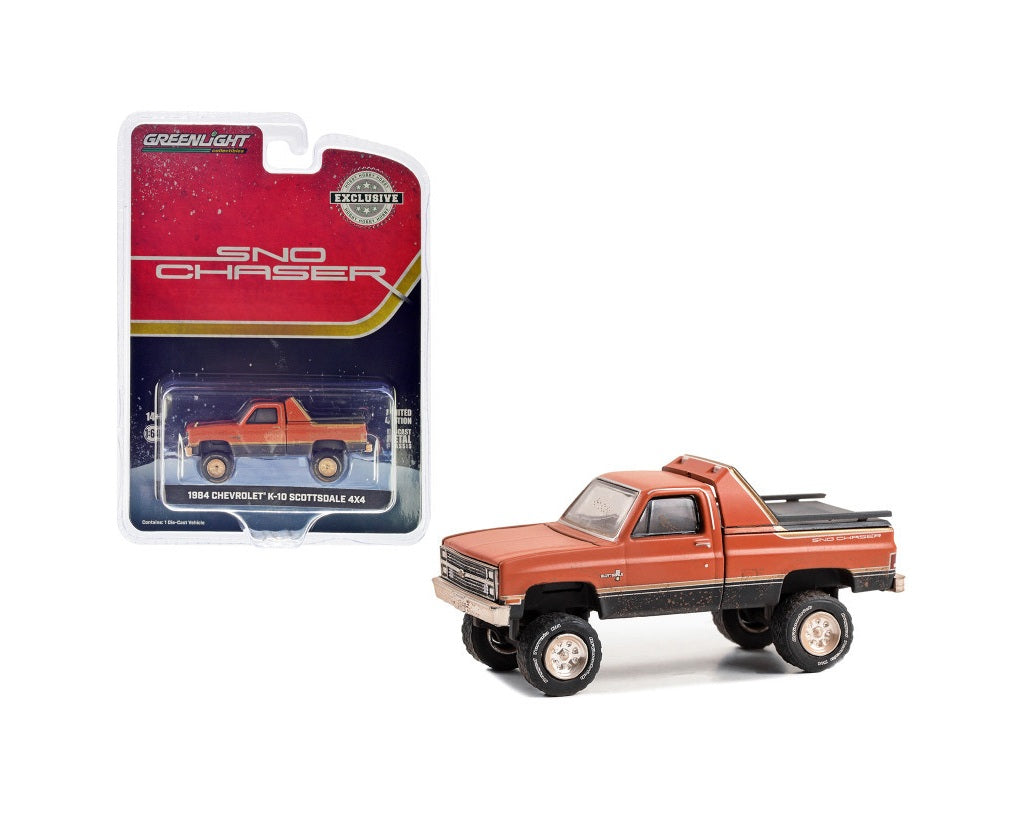 1984 Chevrolet K-10 Scottsdale 4x4 (Weathered) "Sno Chaser" - Greenlight - Scala 1/64
