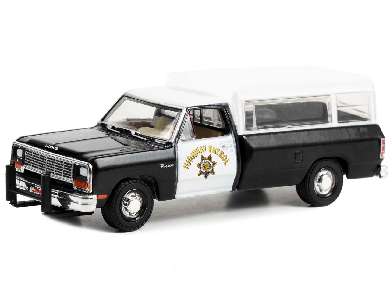 1985 Dodge Ram D-100 Truck Black and White "California Highway Patrol" - Greenlight - Scala 1/64