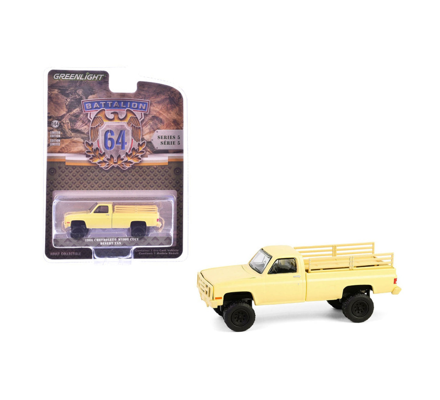 1986 Chevrolet M1008 CUCV Pickup Truck Desert Tan - Series Battalion 64 - Greenlight - Scala 1/64