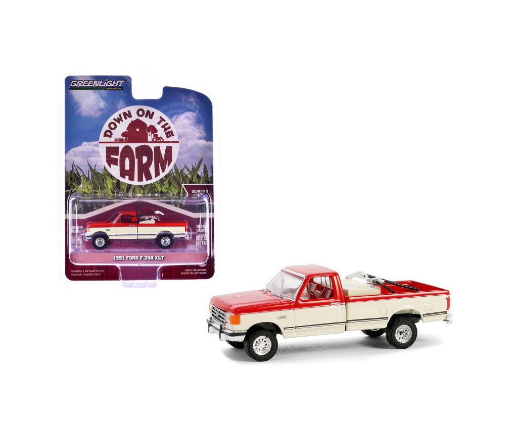 1991 Ford F-250 XLT Pickup Truck with Fuel Transfer Tank - Down on the Farm Series - Greenlight - Scala 1/64