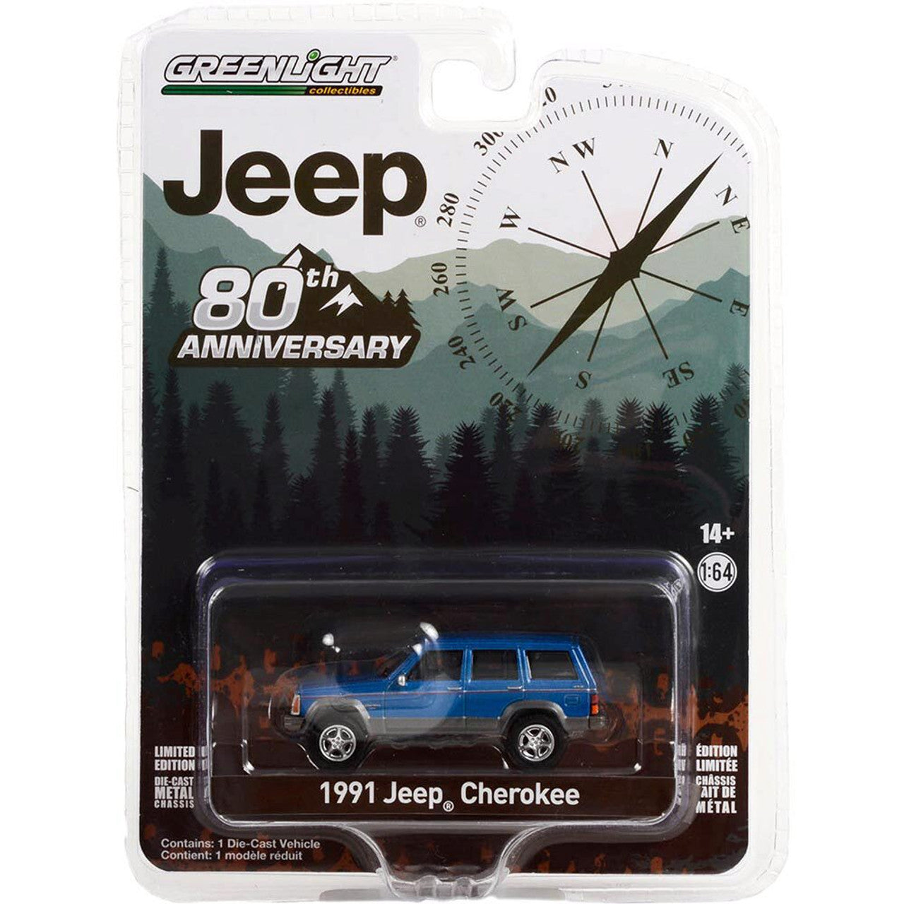 1991 Jeep Cherokee Blue (Jeep 80th Anniversary) - Greenlight - Scala 1/64