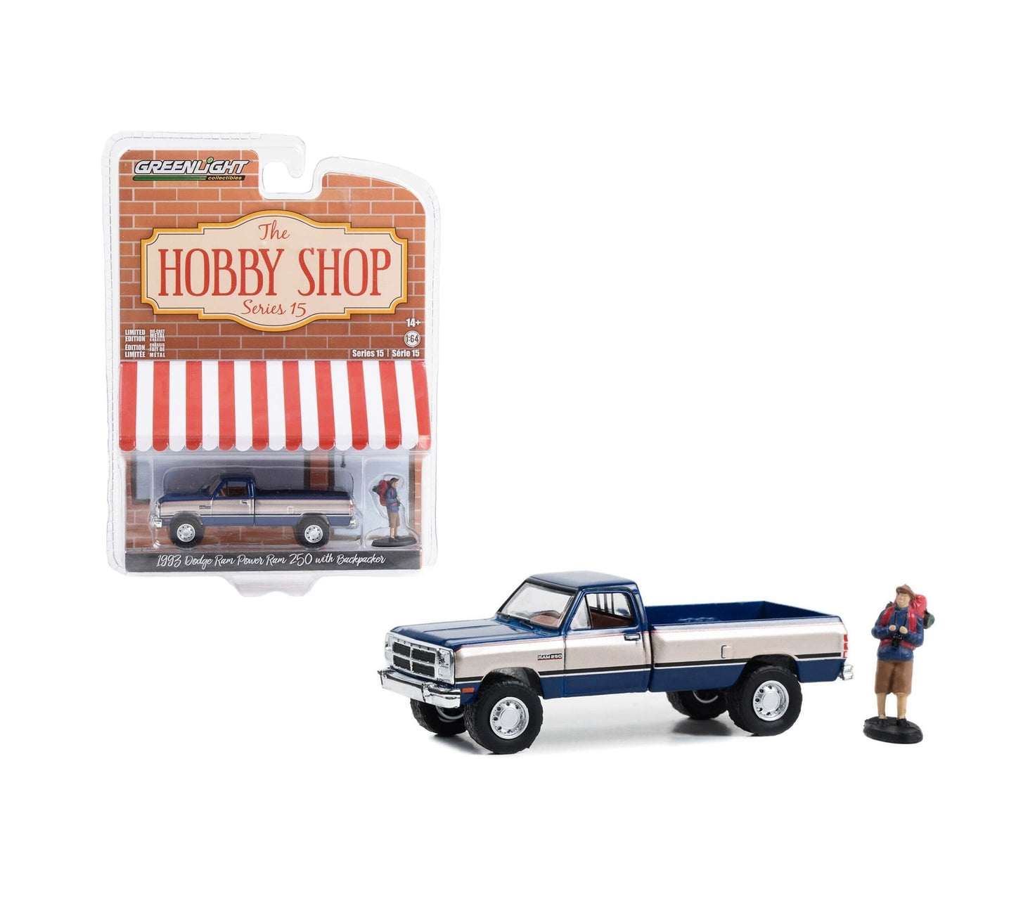 1993 Dodge Ram Power Ram 250 with Backpacker Series Hobby Shop - Greenlight - Scala 1/64