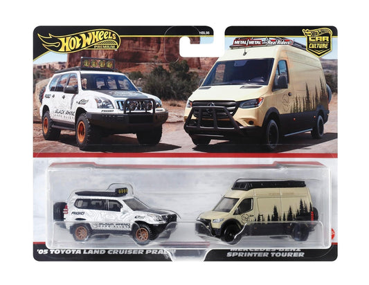 2-Pack '05 Toyota Land Cruiser+ Mercedes Sprinter Tourer - Hot Wheels Premium - Scala 1/64