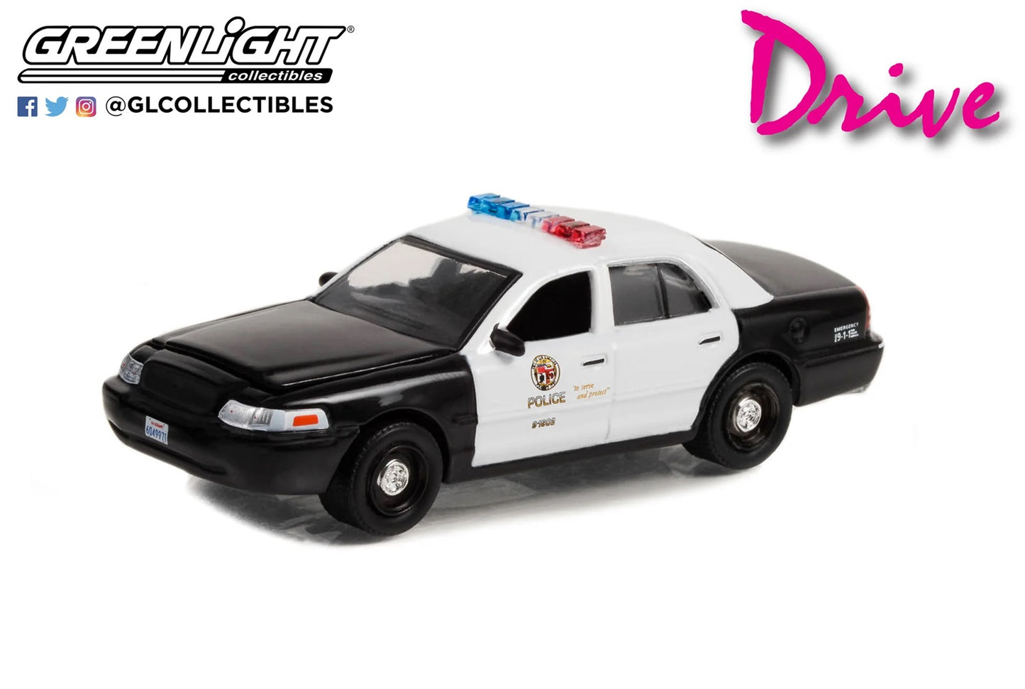 2001 Ford Crown Victoria Police Interceptor DRIVE - Greenlight - Scala 1/64