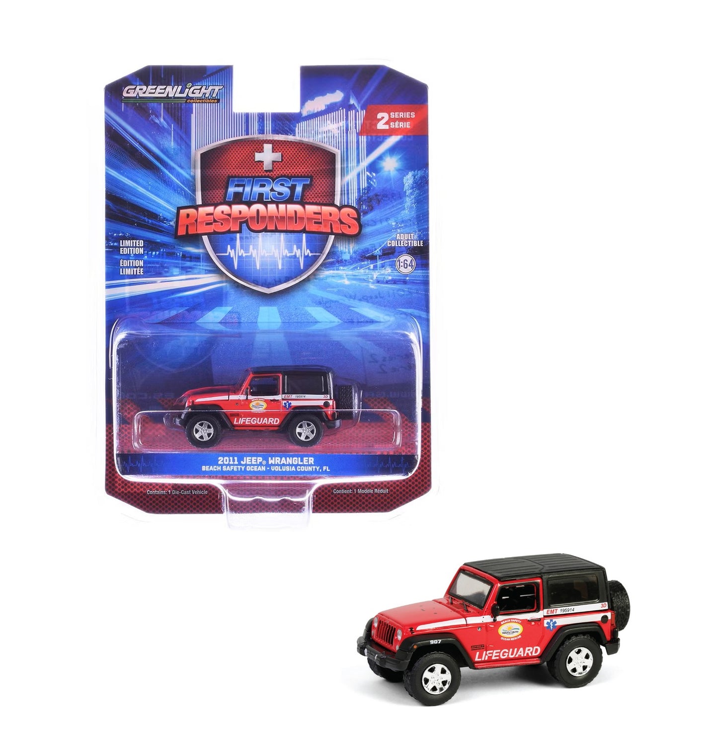 2011 Jeep Wrangler Beach Safety Ocean Lifeguard - Series First Responders - Greenlight - Scala 1/64