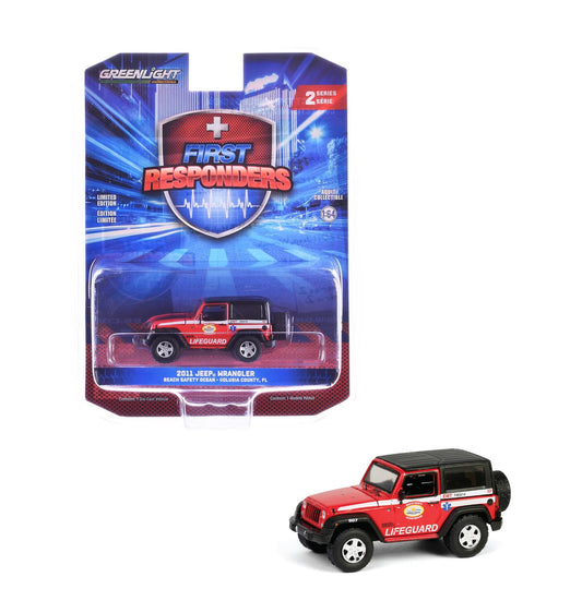2011 Jeep Wrangler Beach Safety Ocean Lifeguard - Series First Responders - Greenlight - Scala 1/64