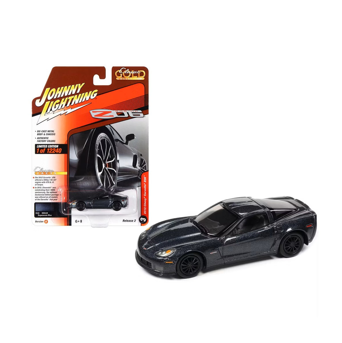2012 Chevrolet Corvette Z06 Supersonic Blue Metallic "Classic Gold Collection" - Johnny Lightning - Scala 1/64