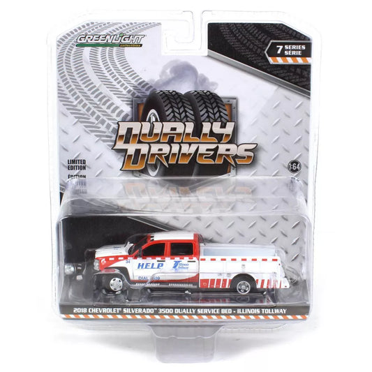 2018 Chevrolet Silverado 3500 Service Bed Illinois Tollway - Dually Drivers Series - Greenlight - Scala 1/64