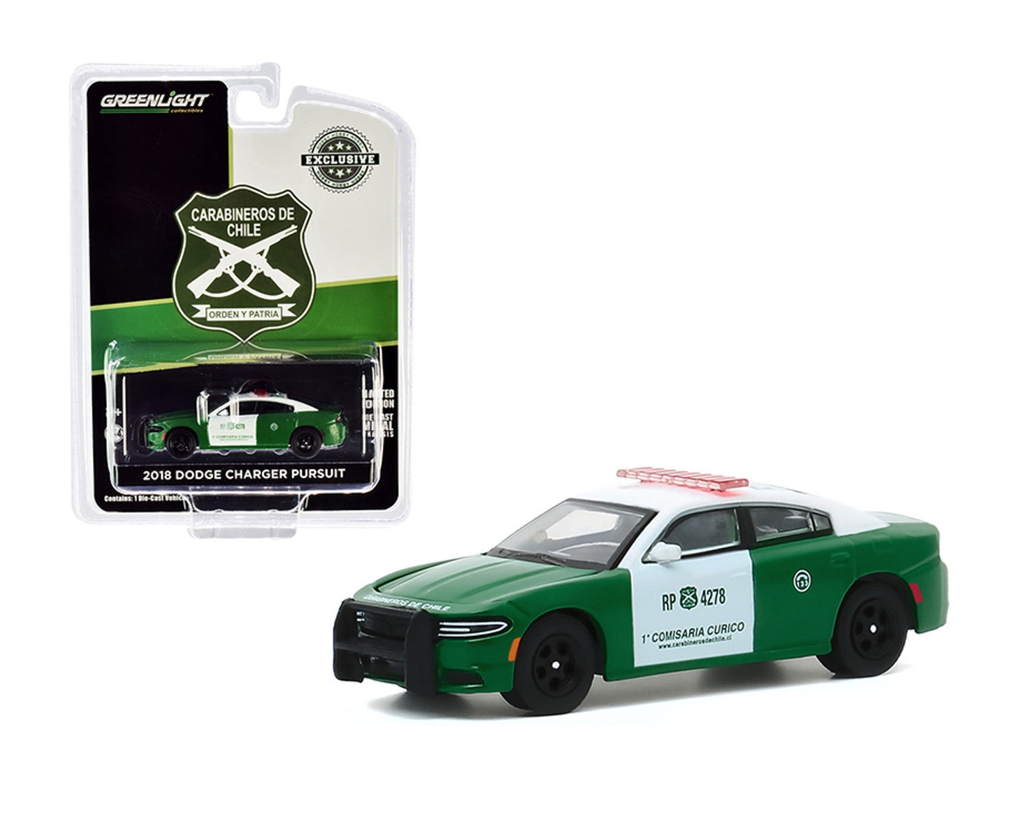 2018 Dodge Charger Pursuit Police Carabineros De Chile - Greenlight - Scala 1/64