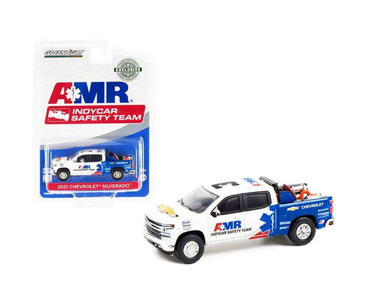 2021 Chevrolet Silverado Pickup Truck Model Car with Safety Equipment in Truck Bed NTT IndyCar Series Hobby Exclusive - Greenlight - Scala 1/64