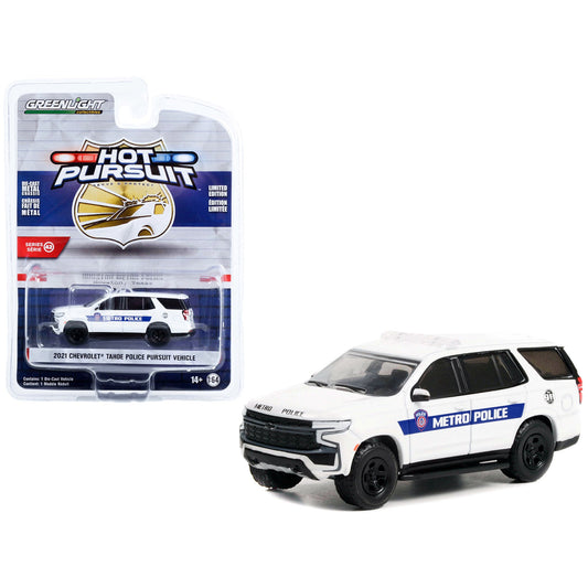 2021 Chevrolet Tahoe Police Pursuit Vehicle (PPV) White "Houston Texas Metro Police" - Greenlight Series Hot Pursuit - Scala 1/64