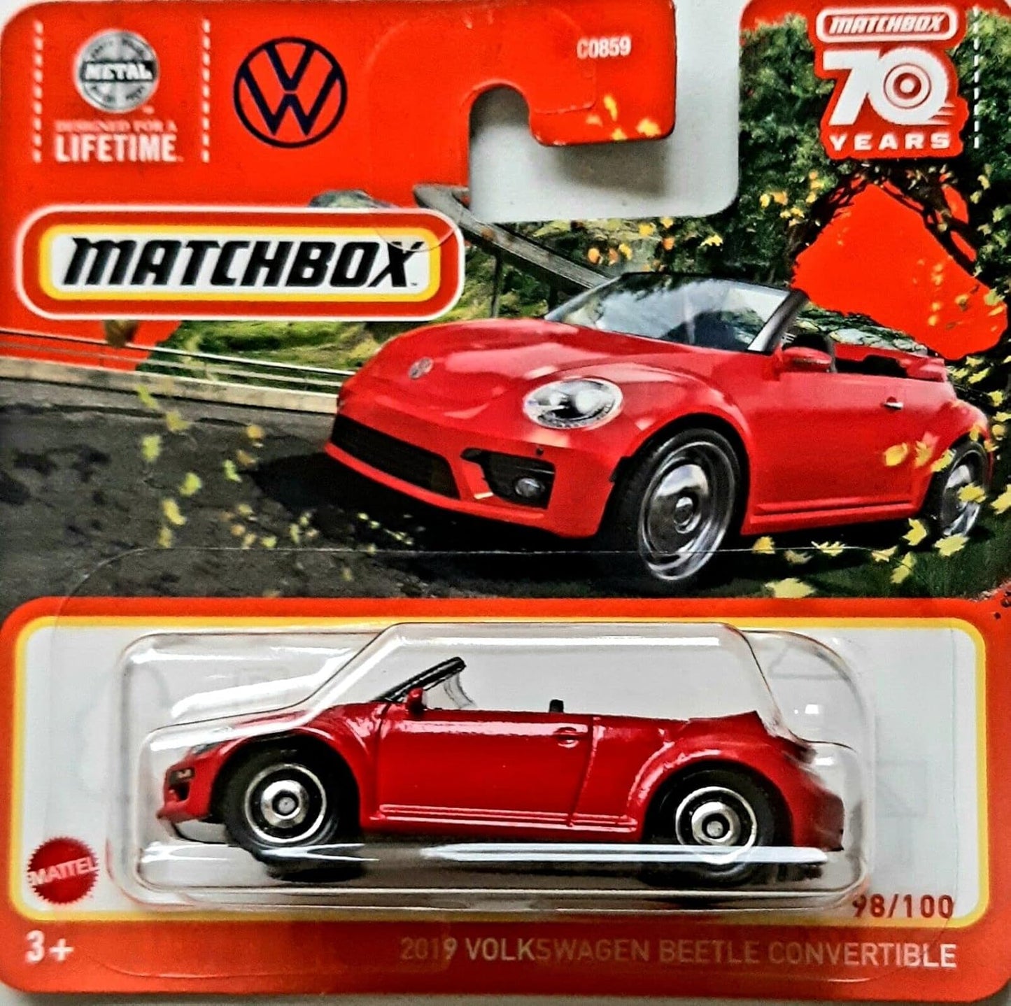 Volkswagen Beetle Convertible 2019 Red #98 - Matchbox - Scala 1/64 Circa