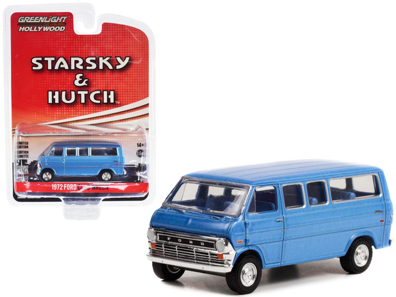 Ford Club Wagon 1972 Serie de TV Blue Starsky &amp; Hutch - Greenlight - Escala 1/64