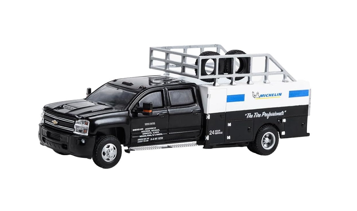 2018 Chevrolet Silverado 3500 Dually Tire Service Truck Michelin - Dually Drivers Series - Greenlight - Scala 1/64