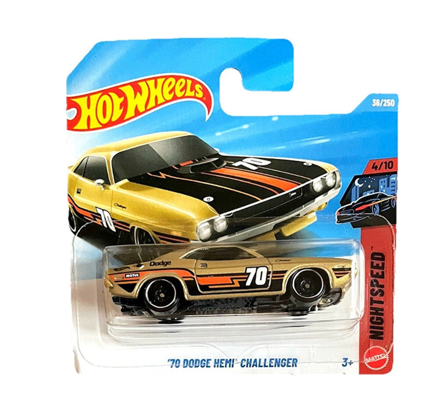 '70 Dodge Hemi Challenger Gold - HW Nightspeed 4/10 - Hot Wheels - Scala 1/64 Circa