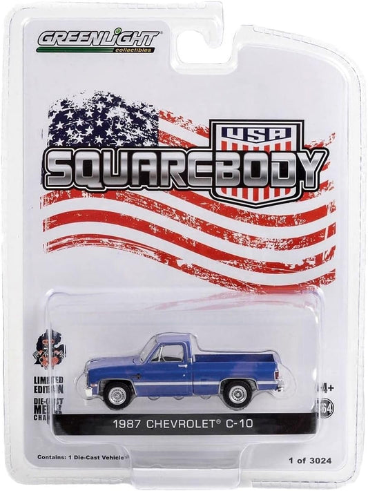 1987 Chevy C-10 Pickup Truck Blue Squarebody - Scala 1/64