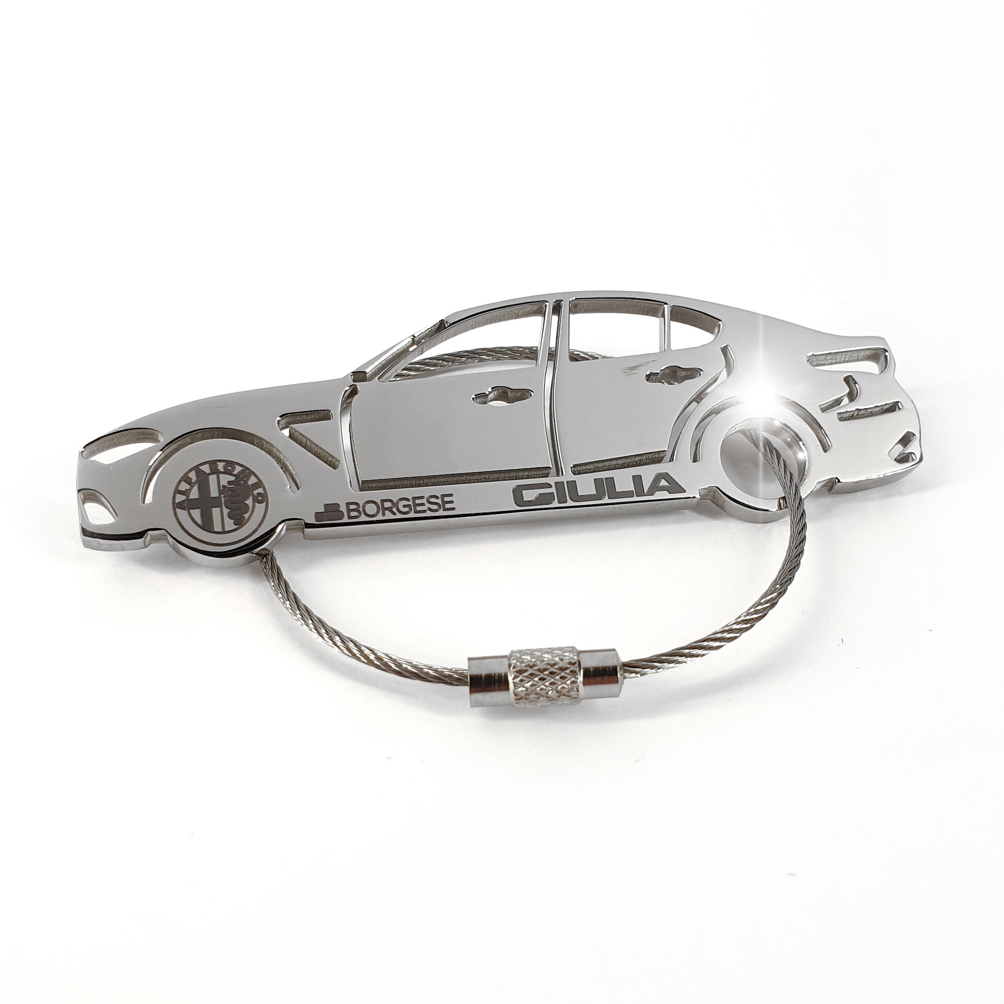Portachiavi Quadrato In Acciaio Inox ARFUKA | Ciondolo Portachiavi Per Auto | Anello Portachiavi Lucido Resistente Ai Graffi | Ipoallergenico