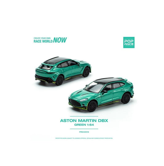 Aston Martin DBX Racing Green Metallic with Black Top - Pop Race - Scala 1/64 PR64-0016