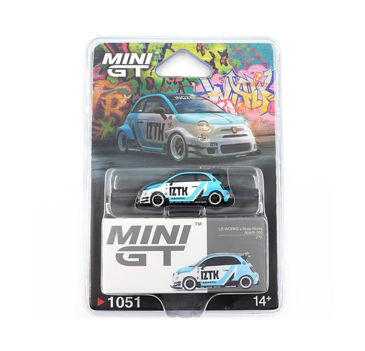 Abarth 595 LB-WORKS x Abas Works IZTK 2024 - Mini GT - Scala 1/64 MGT01051-BL Blister Packaging
