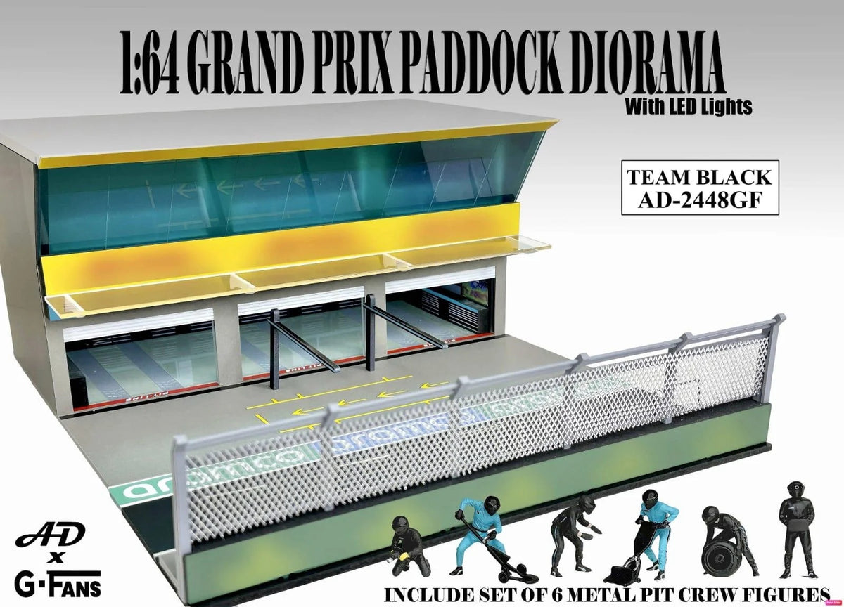 American Diorama - Team Black Grand Prix Paddock diorama with figures and led lights - Scala 1/64 AD-2448GF