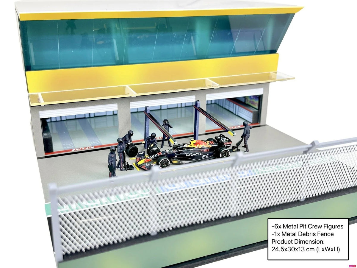 American Diorama - Team Blue Grand Prix Paddock diorama with figures and led lights - Scala 1/64 AD-2446GF