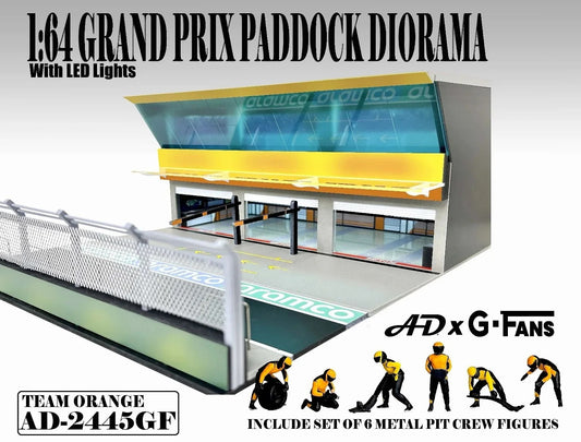 American Diorama - Team Orange Grand Prix Paddock diorama with figures and led lights - Scala 1/64 AD-2445GF