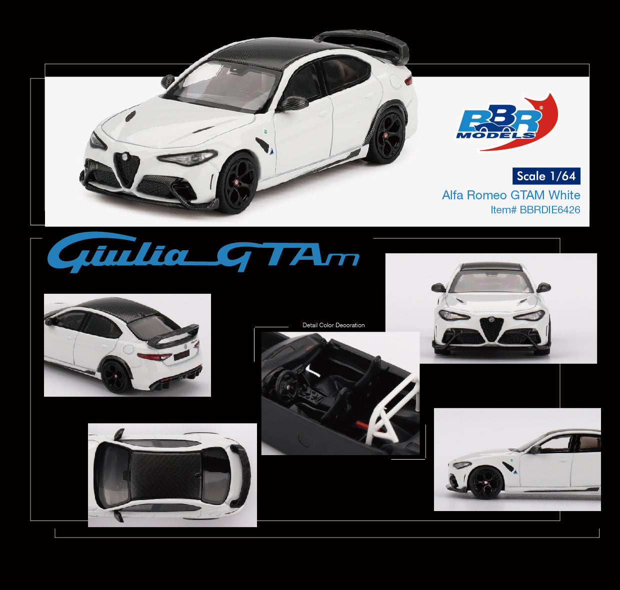 Alfa Romeo Giulia GTAm 2021 White - BBR Models - Scala 1/64 BBRDIE6426