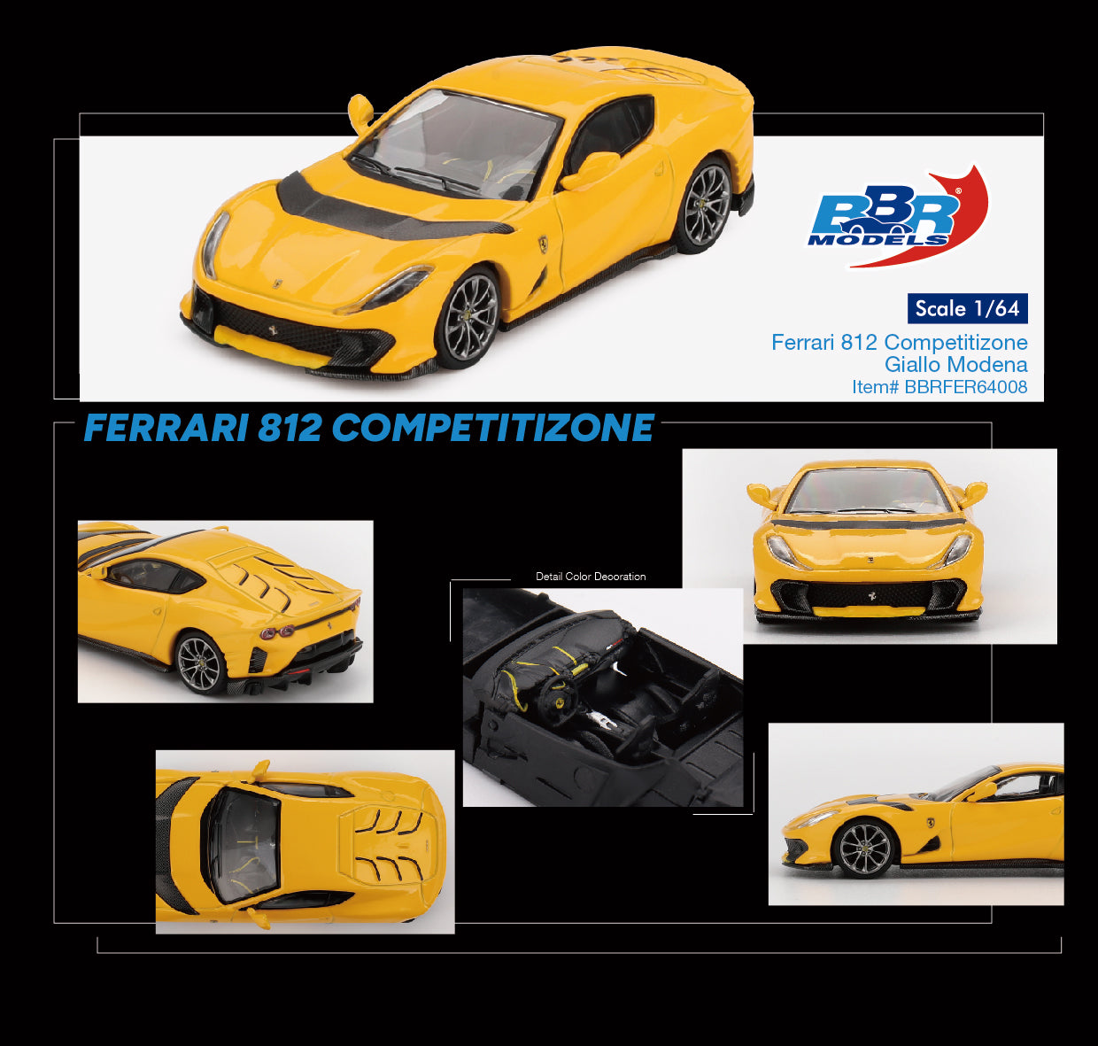 Ferrari 812 Giallo Modena Competizione 2021 - BBR Models - Scala 1/64 BBRFER64008