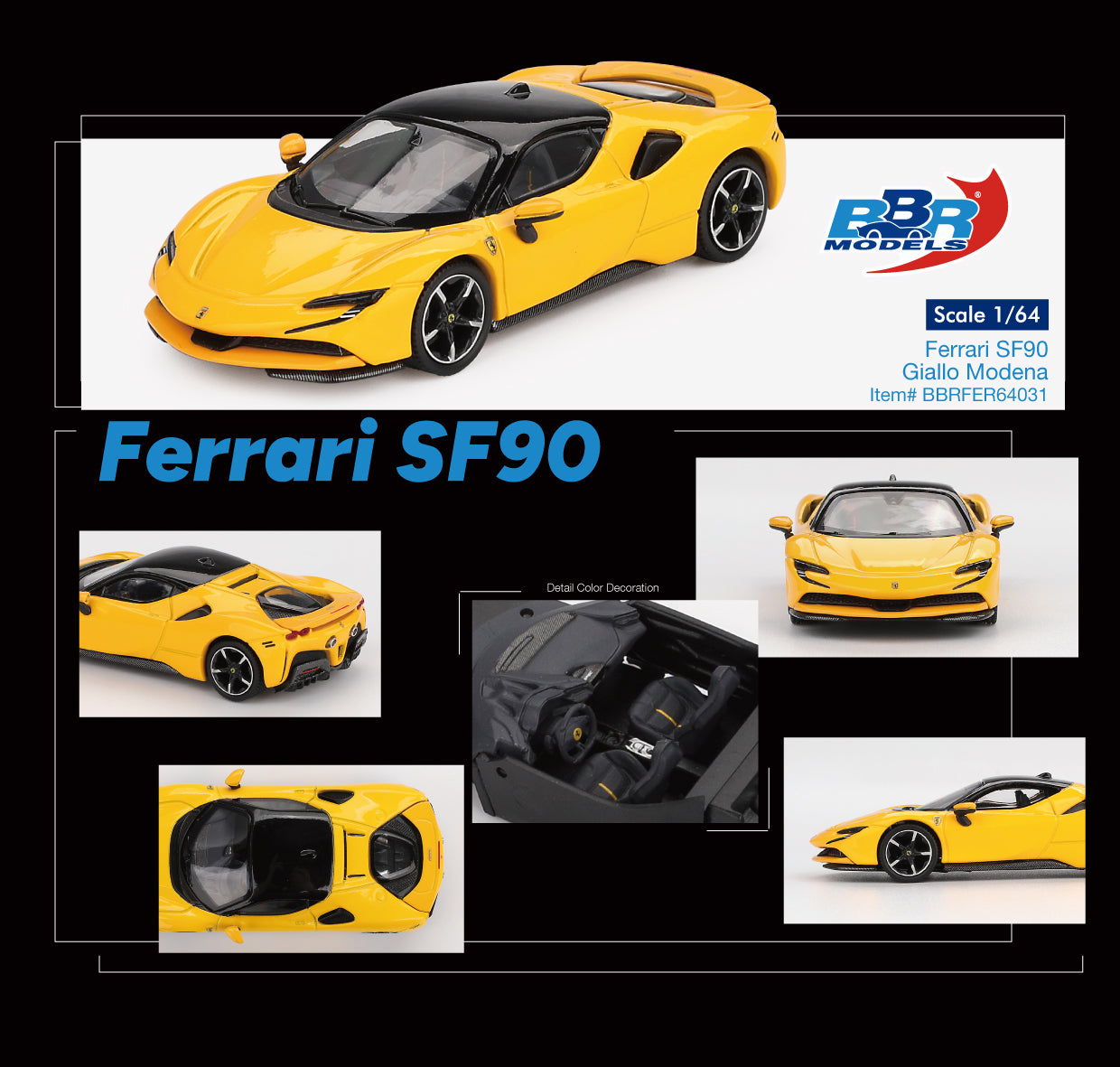 Ferrari SF90 Giallo Modena 2024 - BBR Models - Scala 1/64 BBRFER64031